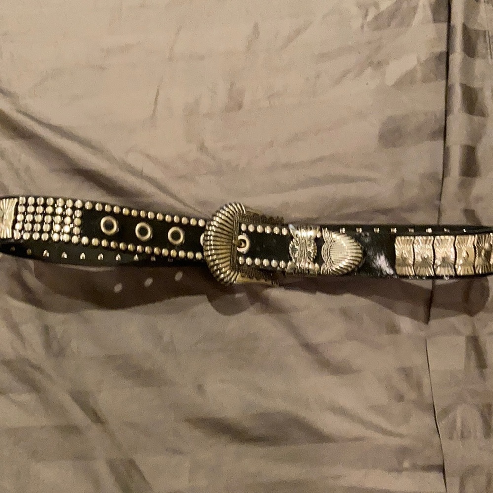 Women’s Silver stud black Leather belt